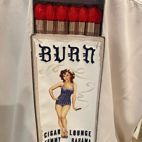 Tommy Bahama Other - Tommy Bahama White Burn Graphic Men's Shirt - 100% Silk - Size XL